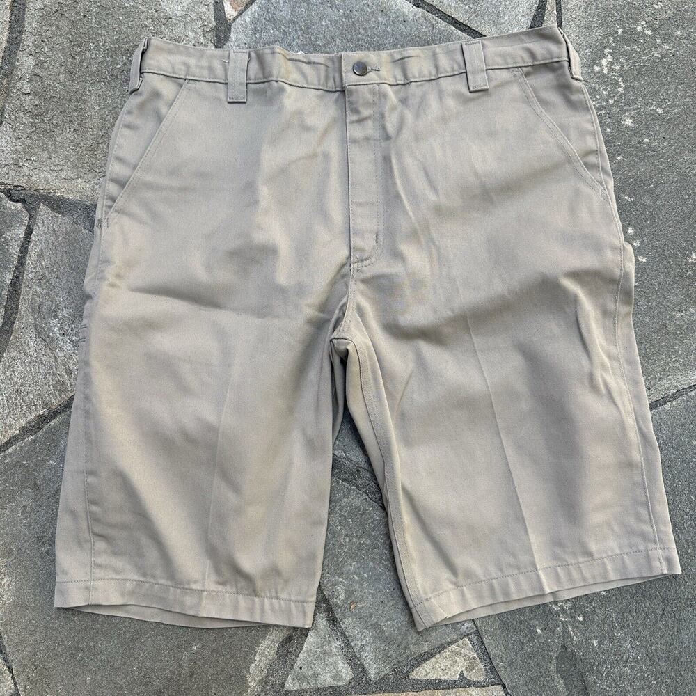 Carhartt Relaxed Fit Khaki Shorts Mens 40 Beige Work Uniform Twill B372
